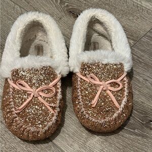 Cozy Brown Glitter Kids Shoes